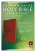NLT Premium Value Slimline Bible, Large Print, Cross, Imitation Leather, Sienna with Cross Design