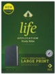 NLT Life Application Large-Print Study Bible, Third Edition--genuine leather, navy blue (indexed)