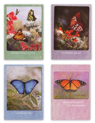 Greeting Card THINKING OF YOU Butterflies Wings Flowers LARRY MARTIN RELIGIOUS 