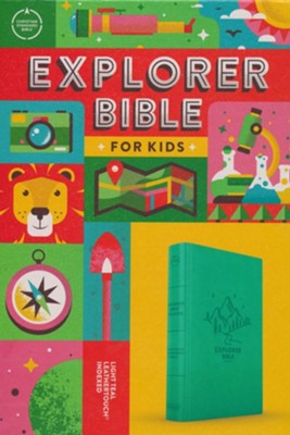 CSB Explorer Bible for Kids--soft leather-look, light teal mountains (indexed)  - 