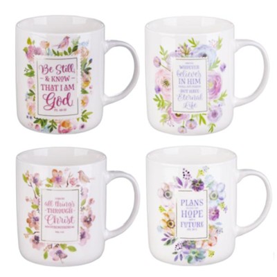 Floral Blessings--Inspirational Floral Mugs, Set of       - 