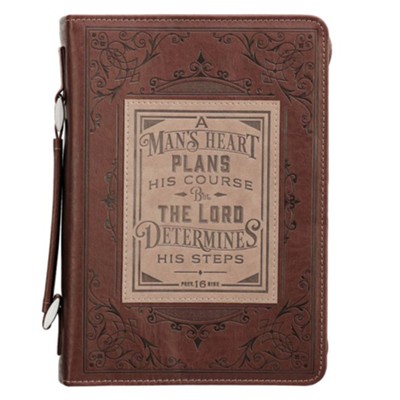 A Man's Heart Bible Cover, LuxLeather Brown, Large  - 