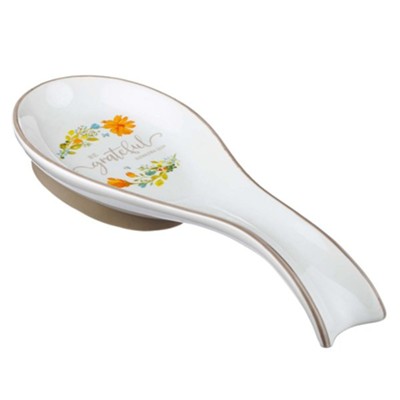 Be Grateful Ceramic Spoon Rest, Floral  - 