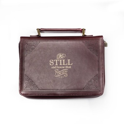 Be Still Bible Cover Burgundy Large   - 