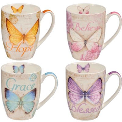 Rejoice Collection Four Piece Ceramic Coffee Mug Set