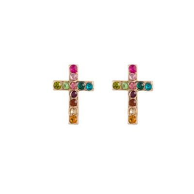 rainbow cross earrings