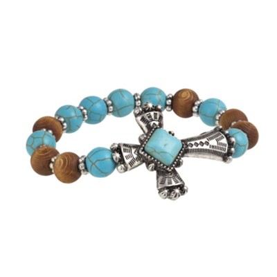 Turquoise Bead Cross Bracelet