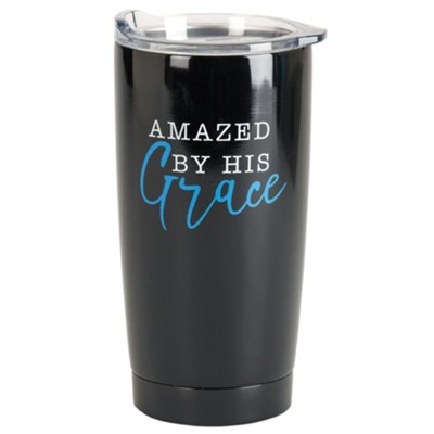 Amazed By His Grace Stainless Steel Tumbler, Black  - 