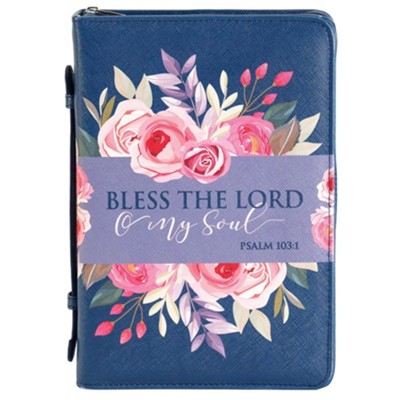 Bless the Lord Bible Cover, Navy, Large  - 