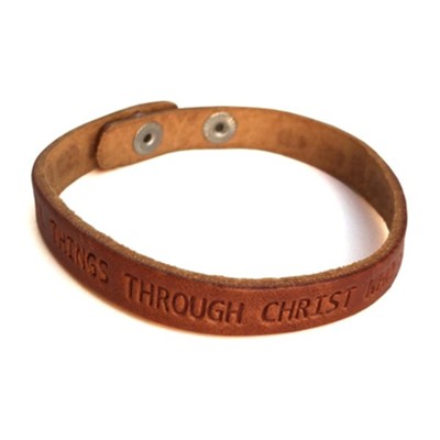 I Can Do All Things, Phillipians 4:13 Leather Bracelet, Small  - 