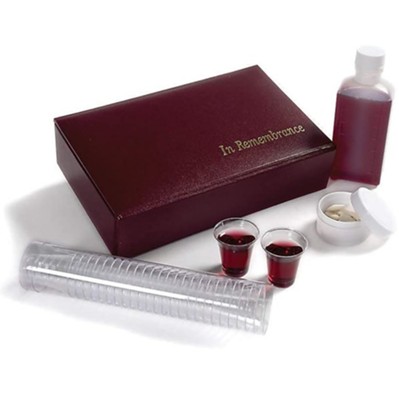 Portable Communion Set, Burgundy Case   - 
