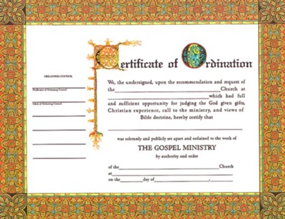 Certificate of Ordination, (pkg. of 6)                    - 