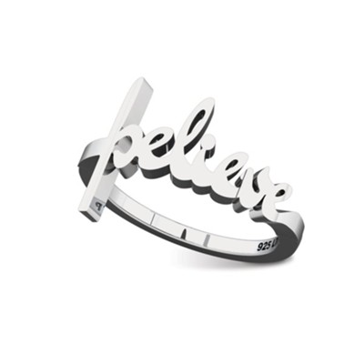 Believe, Sterling Silver Words of Life Ring, Size 6  - 