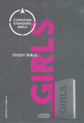 CSB Study Bible for Girls Pewter/Pink, Paisley Design LeatherTouch  -     Edited By: Larry Richards
