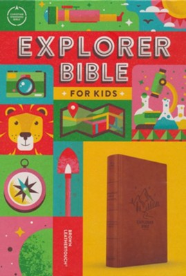 CSB Explorer Bible for Kids--soft leather-look, brown mountains  - 