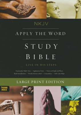 NKJV Apply the Word Study Bible, Large Print, Imitation Leather, Brown, Indexed, Red Letter Edition  - 