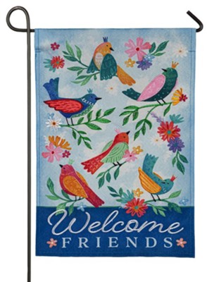Bird Queens Garden Linen Flag  - 