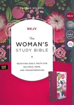 The NKJV Woman's Study Bible, Hardcover Pink Foral Full  Color, Indexed   - 