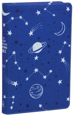 NLV Kid's Bedtime Devotional Bible--soft leather-look, cobalt cosmos  - 