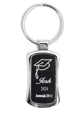 Personalized, Jeremiah 29:11 Graduation Keyring, Black    - 