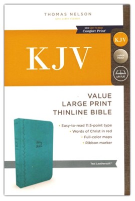 KJV, Value Thinline Bible, Large Print, Imitation Leather, Blue, Red ...