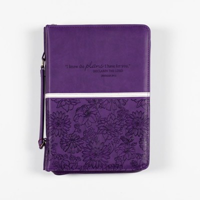 I Know the Plans Bible Cover, Purple, Large  - 