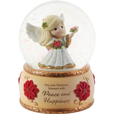 May Your Christmas Blossom With Peace And Happiness Musical Snow Globe ...