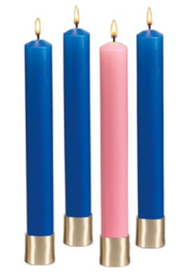 Advent Candles for Church, 12 x 1.5 Inches, 3 Blue, 1 Rose, Long Burning  - 