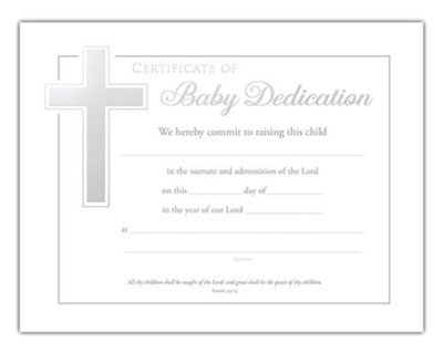 Baby Dedication Certificates (Isaiah 54:13) Pack of 6  - 