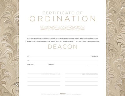 10 Pack Certificate-Ordination-Deacon-Billfold Size 