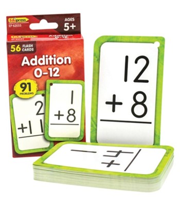 Addition: 0 to 12 Flash Cards  - 