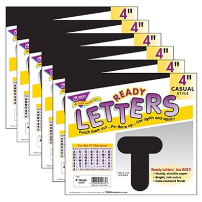 Casual Uppercase Ready Letters, Black, 6 pack - Christianbook.com