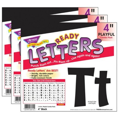 Ready Letter 4In Playful Black Uppercase & Lowercase 3 Pk ...