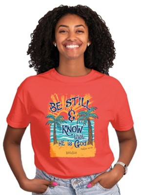 Be Still Beach Shirt, Coral, Large   - 