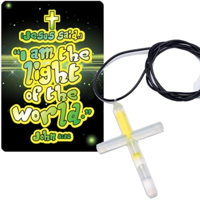 Jesus Is the Light Of the World, Cross, Glow-In-the-Dark Necklace, Pack of 12  - 