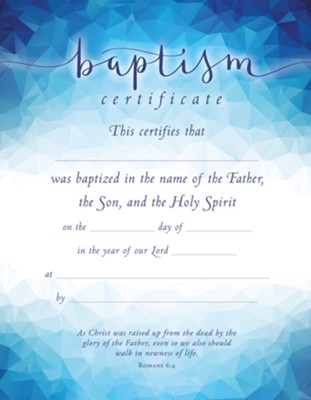 Baptism (Romans 6:4) Certificates, 6  - 