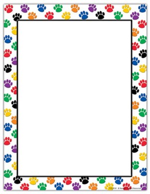 Colorful Paw Prints Computer Paper 