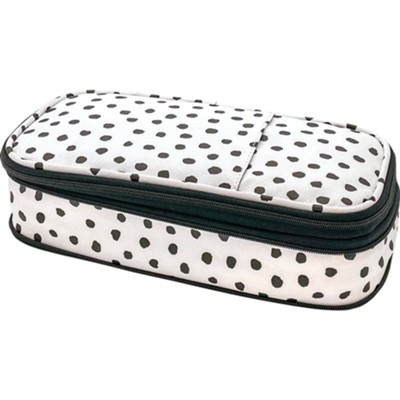 Black Painted Dots on White Pencil Case  - 