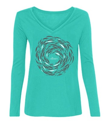 Against the Current, Long Sleeve Woman's Shirt, Teal, X-Large  - 