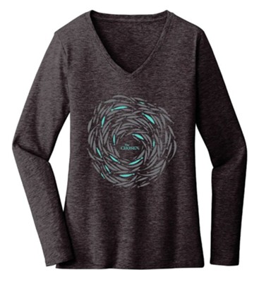 Against the Current, Long Sleeve Woman's Shirt, Black Heather, Large  - 