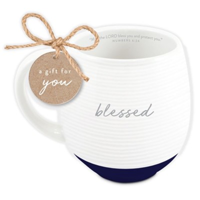 Blessed, Numbers 6:24, Ceramic Mug, Textured White  - 