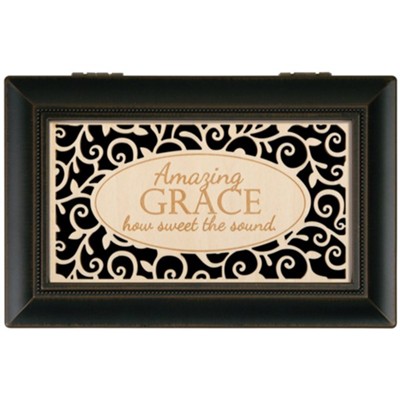 Amazing Grace Wood Engraved Music Box  - 
