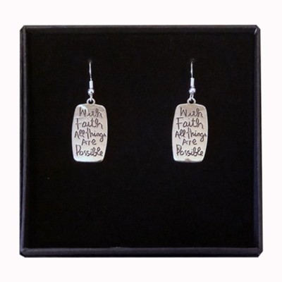 With Faith All Things Are Possible Earrings, Silver  - 