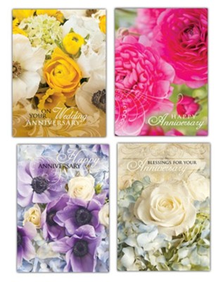 Anniversary Shared Blessings, Floral Cards, Box of 12  -     By: Rebecca Swanson
