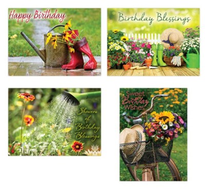 Birthday Garden Blooms , Box of 12 cards  - 