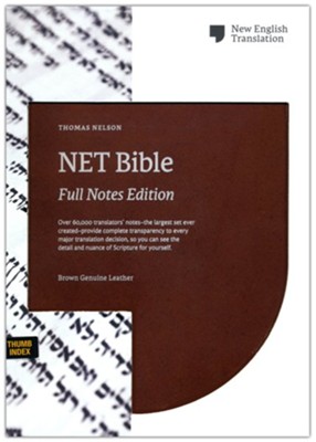 NET Comfort Print Bible, Full-Notes Edition--genuine leather, brown (indexed)  - 