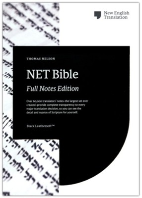 NET Comfort Print Bible, Full-Notes Edition--soft leather-look, black  - 