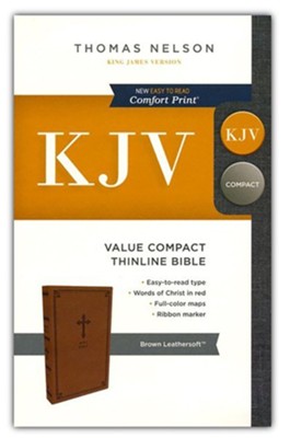 KJV, Value Thinline Bible, Compact, Leathersoft, Brown, Comfort Print ...