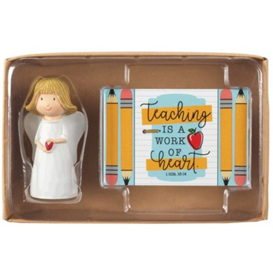 Angel Figurine, Teaching is a Work of Heart, with Itty Bitty Blessings Card  - 
