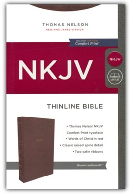 NKJV Comfort Print Thinline Bible--soft leather-look, brown  - 